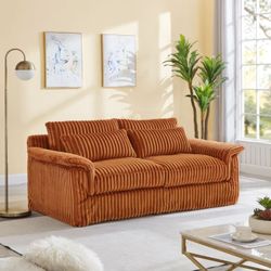 74" W Loveseat Sofa, Upholstered Oversized Corduroy Couch with Wide Armrests & Thicked Cushions, 2-Seater Modern Comfy Sofa, Fluffy Cloud Co