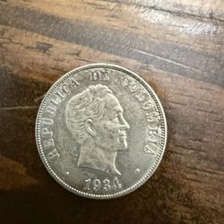 1934 Colombia Silver Coin LEY 900