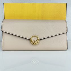 Fendi f Beige pink wallet 