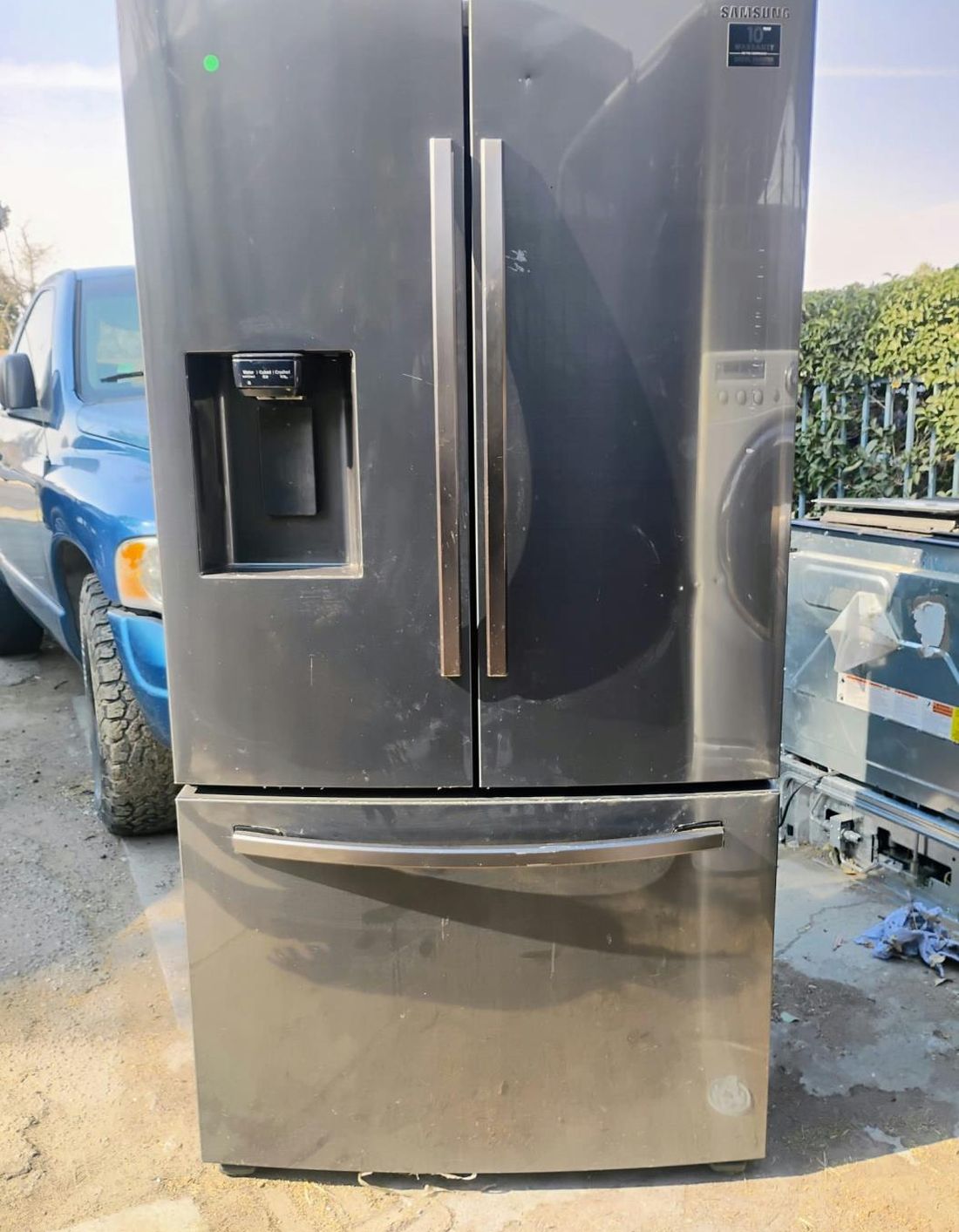 Samsung Black 3-Door French Door Fridge with Ice and Water Dispenser, Gently Used