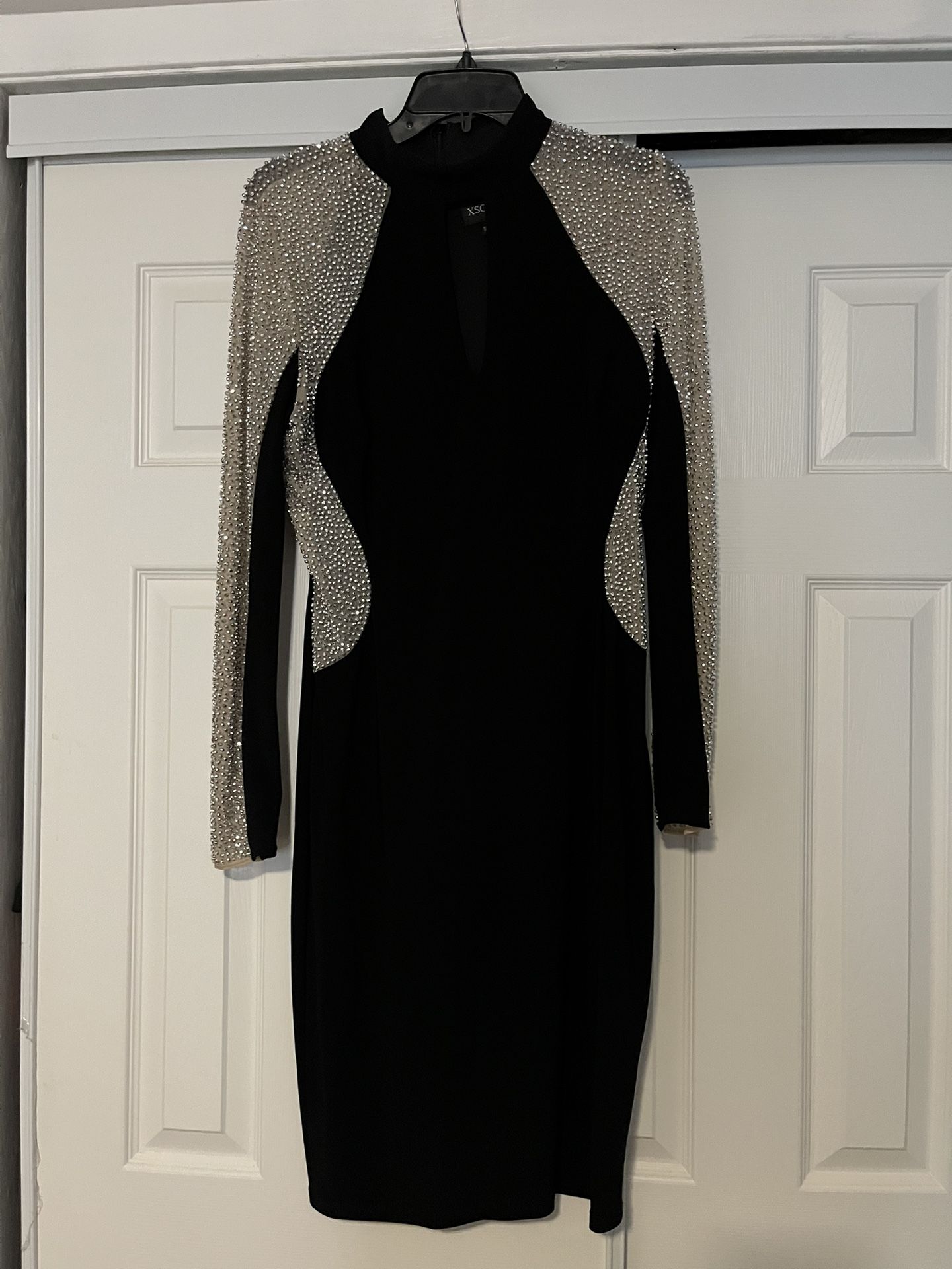 New No Tag Escape Size 8 Black With Silver Sequin Bodycon Dress