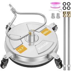 Pressure Washer Surface Cleaner with 4 Wheels Stainless Steel 13.7”