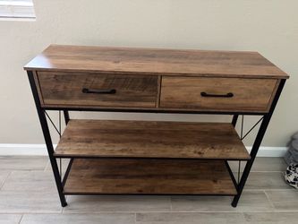 Industrial Console Table with Drawers and Shelves