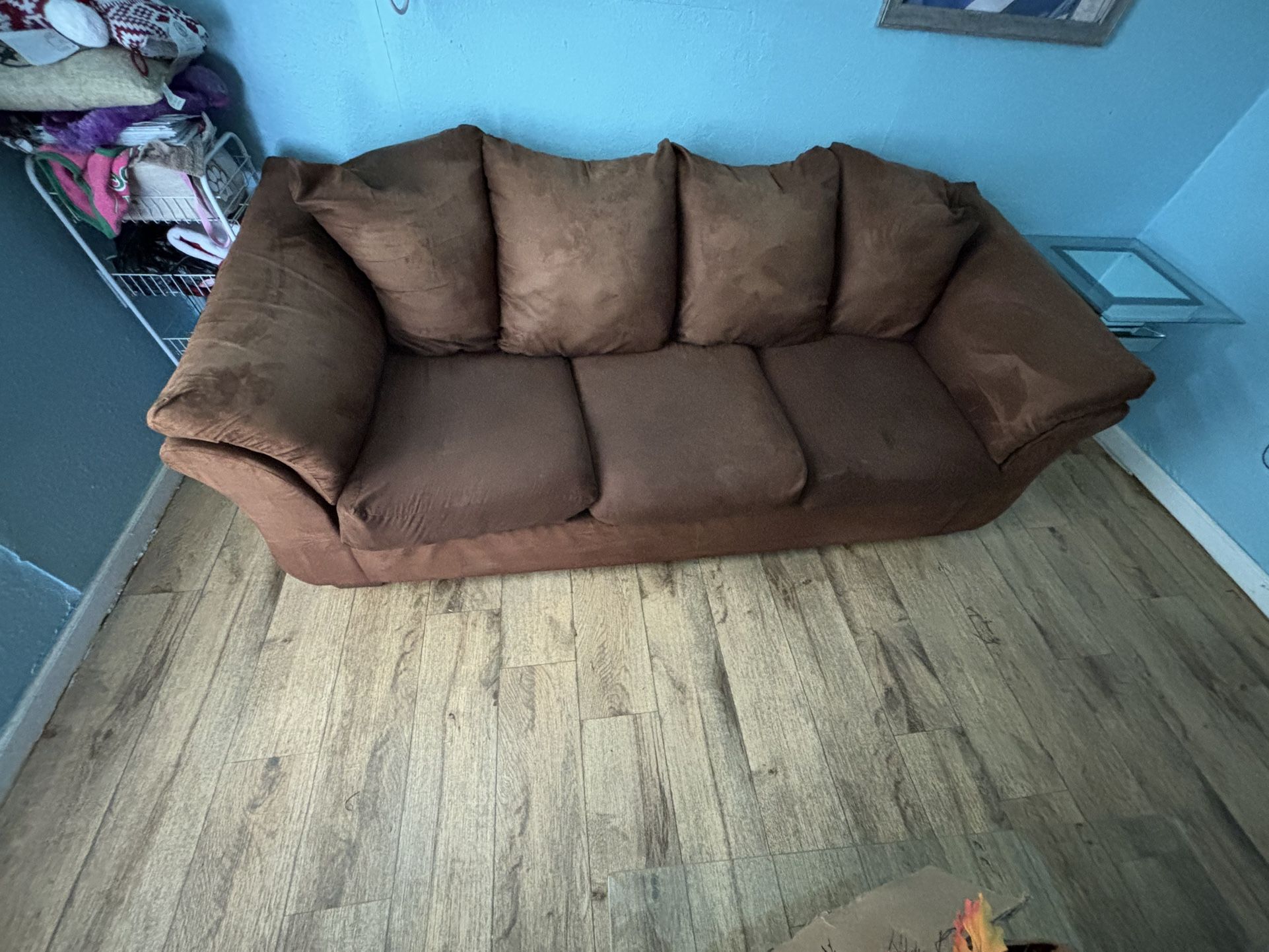 2 Brown Couches Small And Big One 