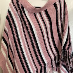 Pink Striped Poncho