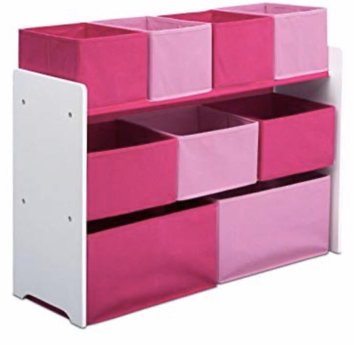 Pink storage bins