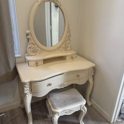 European Solid Wood Vanity Table | 38” x 19” | Sturdy & Elegant