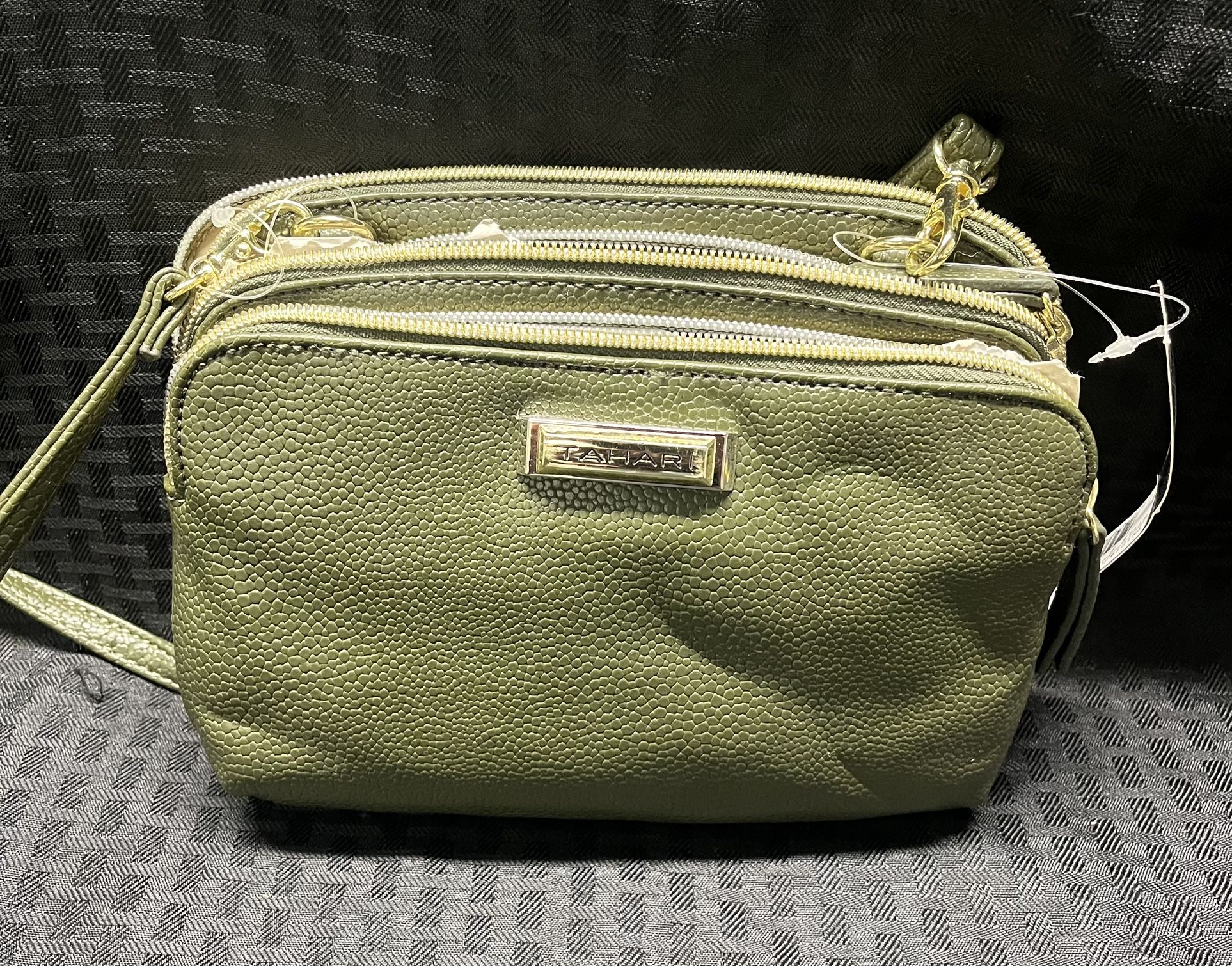 NEW - Tahari Women's Green Crossbody Pebbled Leather Bag  