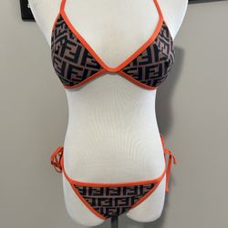 Women’s designer bikini size medium triangle padded top string, adjustable bottoms