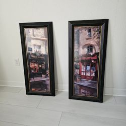 Set Of 2 Parisian Scene Artwork - 39" H x 17" W