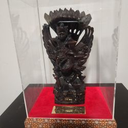 Vitage Hand Carved Wood Sculpture Of Garuda Winged Griffin Dragon