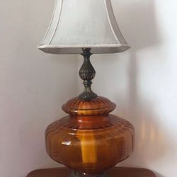 Vintage Lamp Round Orange Glass Body