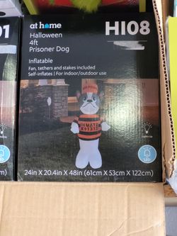 New!! 4ft (4 ft) Prelit (Pre-lit) Halloween Lawn Inflatable . Prisoner Dog