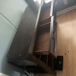 Long Dark Wood Table Buffet Style