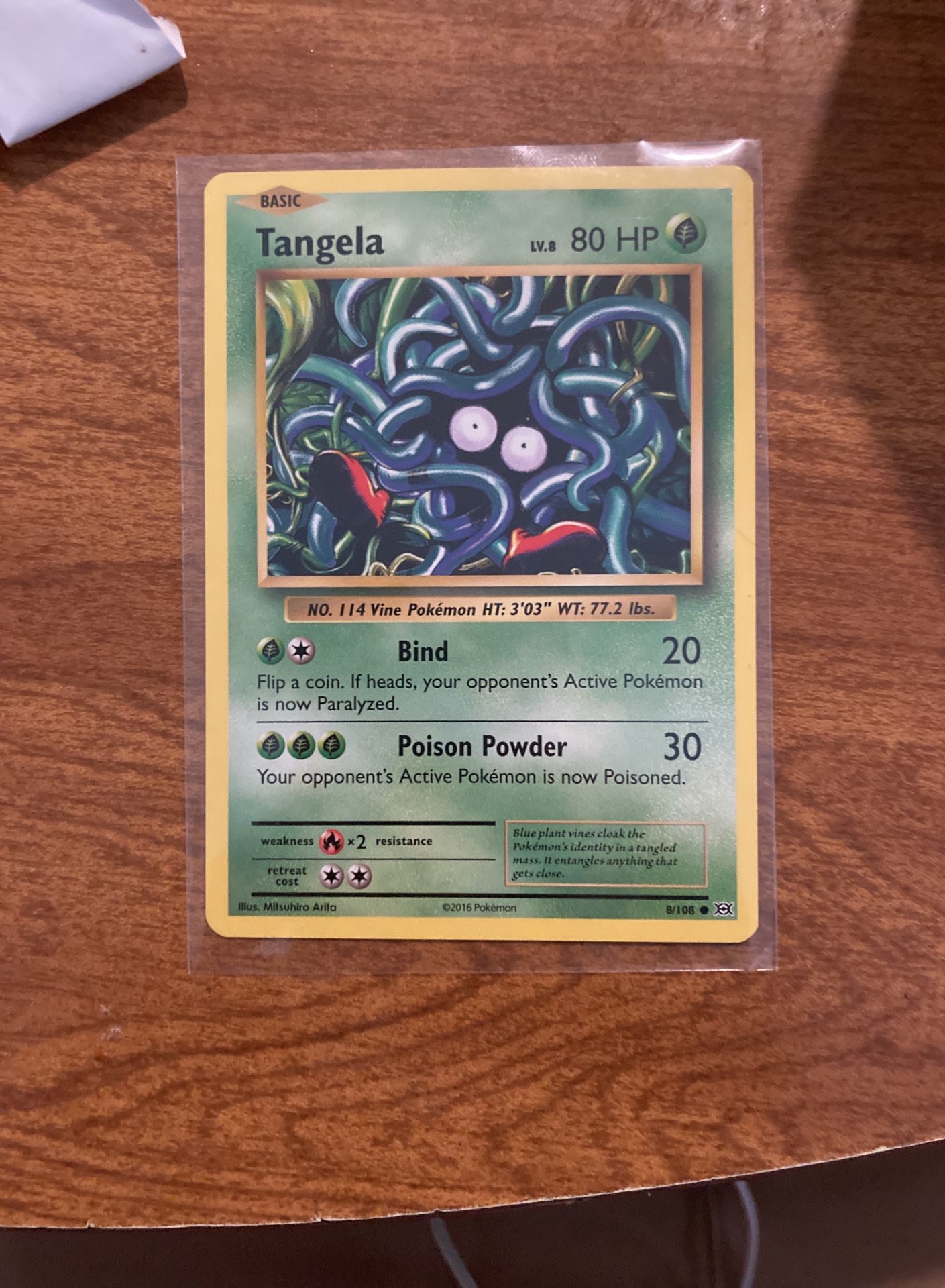 2016 XY Evolutions Tangela Basic Pokémon Card 8/108