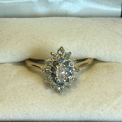 18K Yellow Gold Electroplated Multi Colored Cubic Zirconia Ring Size 9 