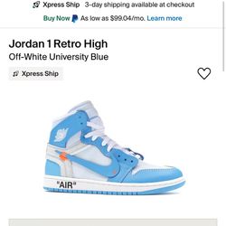 Jordan one hight top Off white colab size 10.5