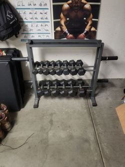Hex Dumbbell Set with 3-Tier Rack