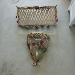 Rot Iron Outdoor/Indoor Wall Hanging Shelves/Decor