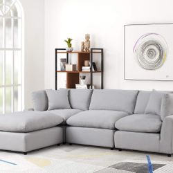 Sofa w/ Ottoman/Available Blue, Light Grey and Dark Grey