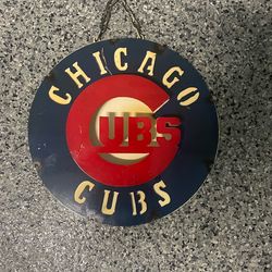 Chicago Cubs, handcrafted metal sign - 12.5 inches in diameter