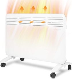 B569 $50  1500W Convection Panel Heater Under Desk, Freestanding/Wall Mountable Quiet Space Heater, Energy Efficient, Overheat Protection, No Fan, Blo