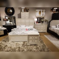 4 Pc Queen  / King Size Bedroom Set  ( Included bed frame ,dresser ,mirror ,nightstand )