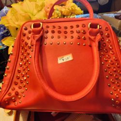 Red Purse W/Red Studs New