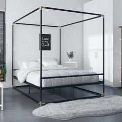 *Brand New* CosmoLiving Celeste Canopy Metal, Queen Size Frame, Black/Gold