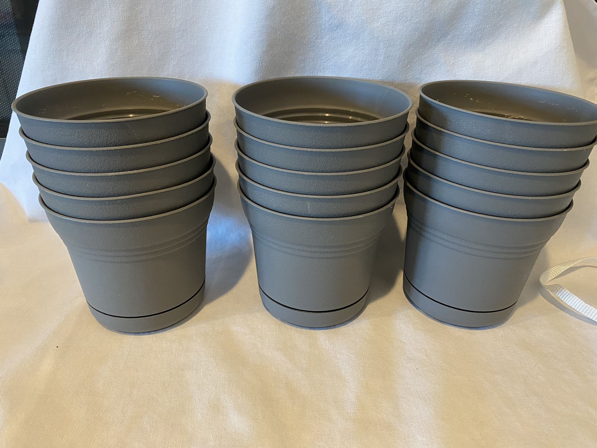 15 Small Grey Planters Pots Plastic