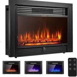 AS IS New 28.5" Electric Fireplace Insert, Wall Recessed/Mounted or Freestanding Heater