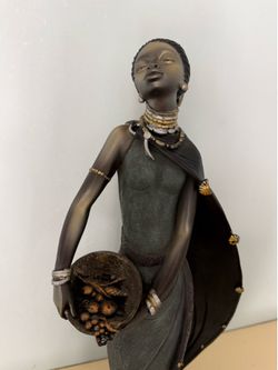 African Woman Ornate Sculpture NEW