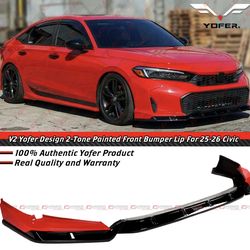 25-26 Honda Civic Yofer Red Black 2 Tone Front Bumper Lip
