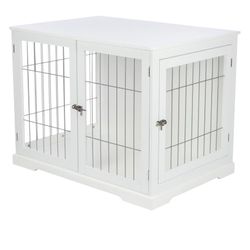 White Wooden dog Crate