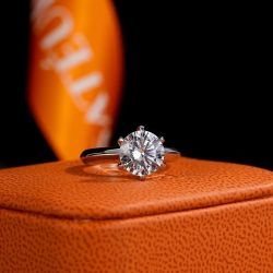 Round Cut 2 Carat Size 8 Moissanite platinum finished rings 90% off retail