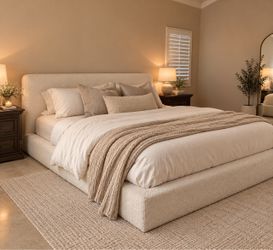 SoftFrame Ultra California King Cloud Bed + Headboard | Luxury Bouclé Complete Bedroom Set