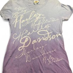 2011 HARLEY-DAVIDSON Women's Purple Ombre Script Logo Tee Shirt Size Large