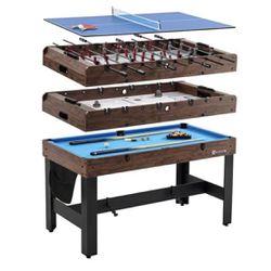 MD Sports 54" 4-in-1 Combo Game Table, Foosball, Air Powered Hockey, Table Tennis, Billiards