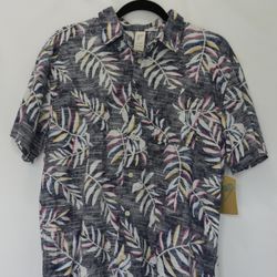 NWT Boys Kids Therabouts Button Down Shirt Navy Palm Collared XL 18/20Cotton