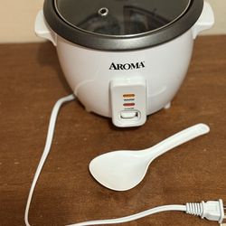 AROMA ARC-363NG 3 Cup Electric Rice Cooker White with Lid and Rice Paddle
