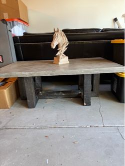 Industrial Concrete Top Coffee Table | Modern Farmhouse Cocktail Table