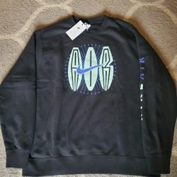 New Nike NSW Air Swoosh Crew Neck DN5157-010 Black Sweatshirt Men's Size XL