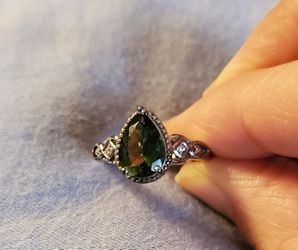 925 Sterling Silver Genuine Moldavite Ring Size 6