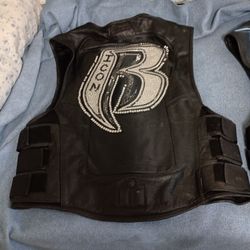 Motorcycle Vest With Armor, Large -XLarge, Leather