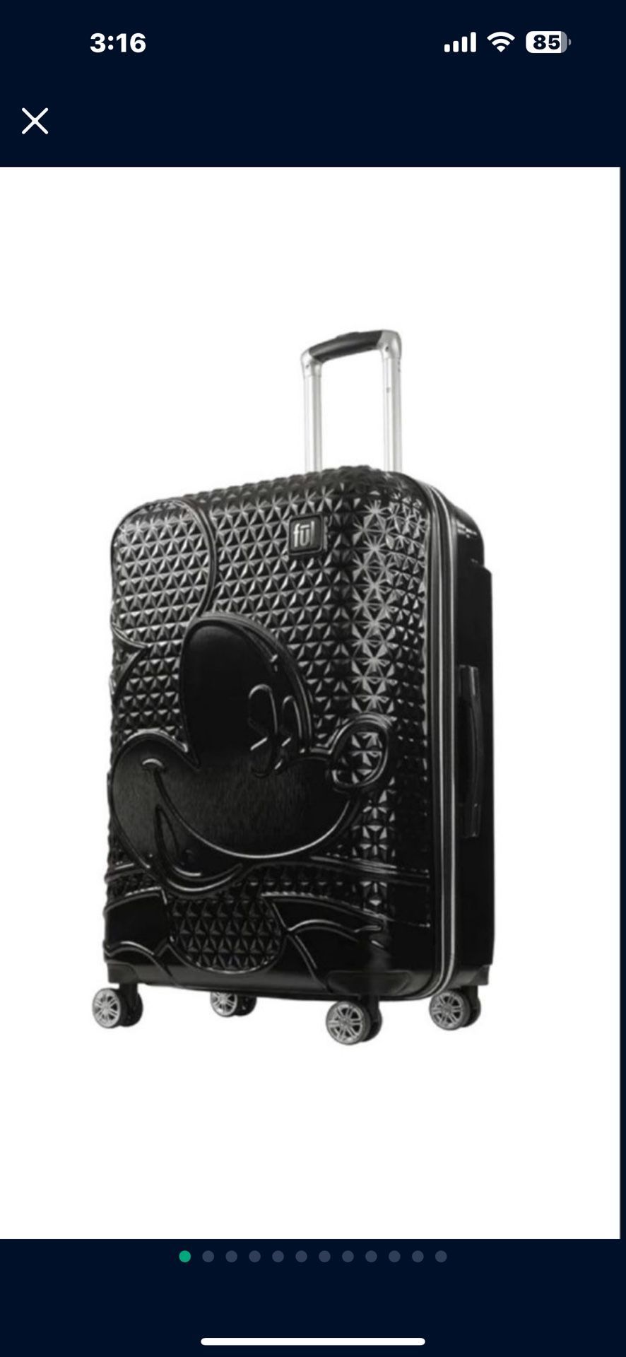 FUL Disney Textured Mickey Mouse 29 in. Black Hard Sided Rolling Luggage