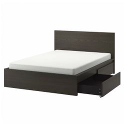 Ikea Malm Bed Frame - Queen With 2 Storage Drawers