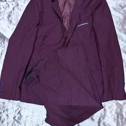 Men’s Burgundy 3 Piece Suit Blazer Vest and Pants Set XL 36S Pants Regular Fit b