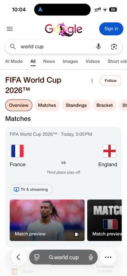 World Cup England France 1 ticket section 303 row 3 seat 6