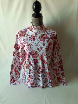 Laura Scott women's floral print cowl neck long sleeve top size L