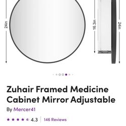 Medicine Cabinet Round Black 